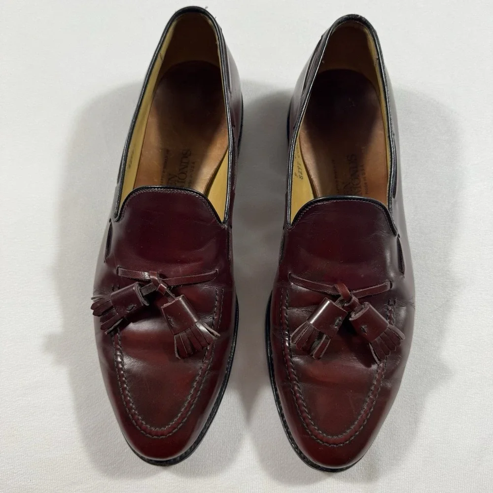 Allen Edmonds Men's Size 9 C Grayson Burgundy Leather Moc Toe Tassel Loafers USA